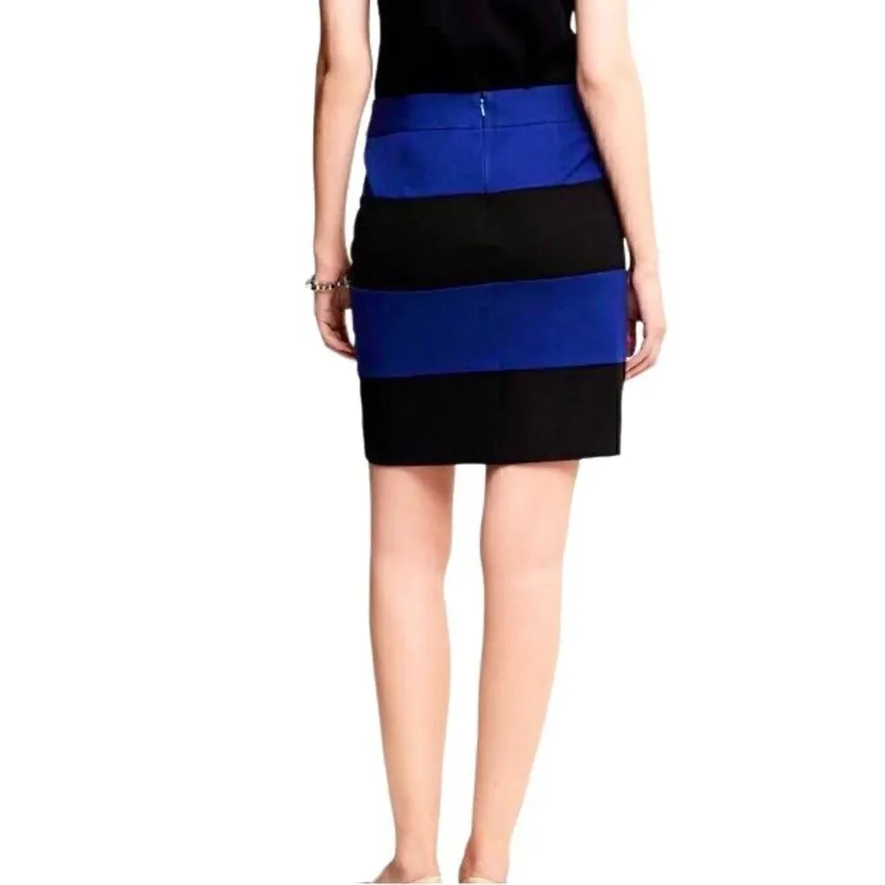 Banana Republic Sloan Rugby Stripe Pencil Skirt in Royal Blue/Black Women’s 6